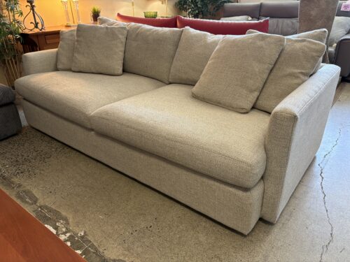 CRATE & BARREL Light Grey Fabric Modern Track Arm Lounge Sofa