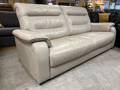 NITORI Ivory Leather Wide Arm Loveseat