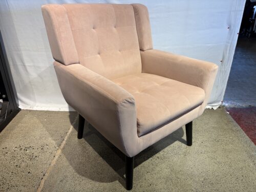 Modern Pink Tufted Armchair with Dark Legs