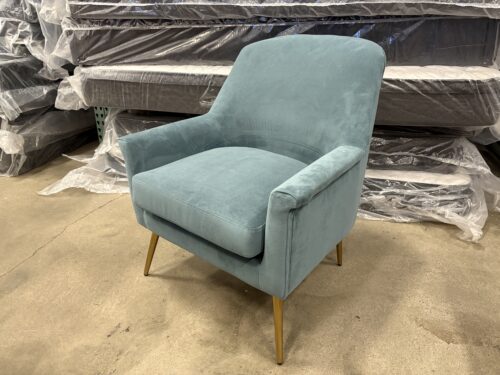 Charleston Blue Upholstered Microplush High Back Accent Chair with Tapered Gold Tone Legs (Southcenter Store)