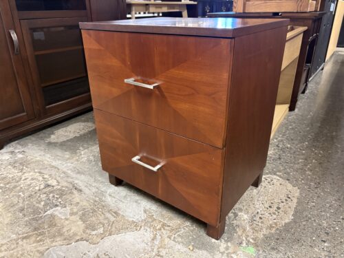 Cherry Finish Cross Inlaid 2-Drawer Closed Nightstand