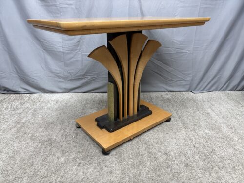 Blonde Art Deco Style Fan Legged Console Table