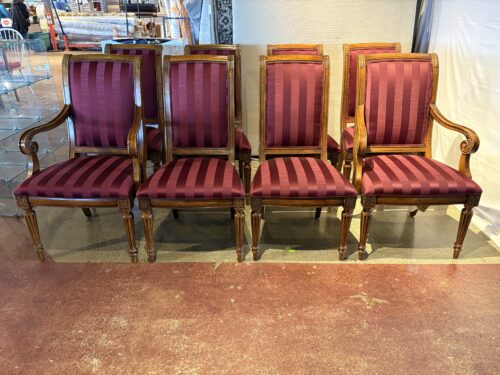 ETHAN ALLEN Townhouse Addison Vintage Regency Cherry Wood Dining Chairs in Rich Burgundy (Set of 8)