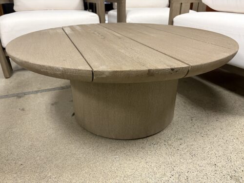 RESTORATION HARDWARE Oslo Weathered Teak Round Coffee Table