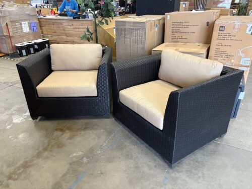 NEW! TK CLASSICS Barbados 2 Piece Outdoor Wicker Patio Furniture Set in Black and Wheat (Southcenter Store)