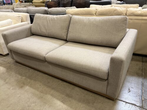SOFA COMPANY Heathered Light Grey Wide Seat Sofa with Light Wood Base