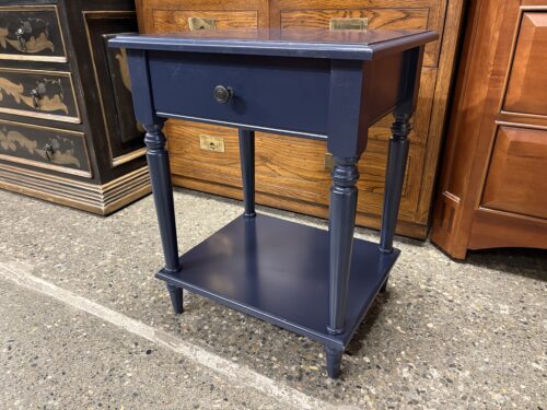 Navy Blue Single Drawer Turned Leg End Table