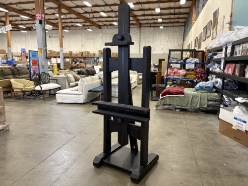 80" Rolling Wooden TV Easel with Antiqued Ebony Finish