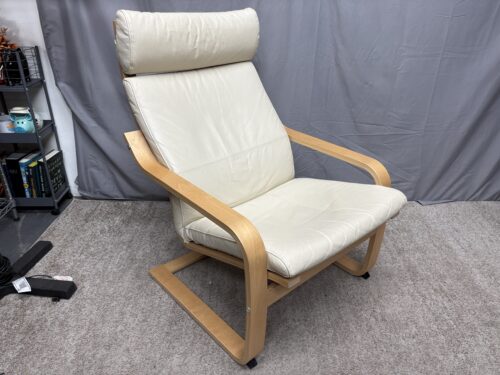 IKEA Poang Blonde Frame White Cushion Lounge Chair