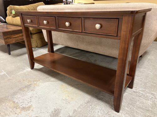 Warm Wood 2-Tier Sofa Table w/ 2 Drawers
