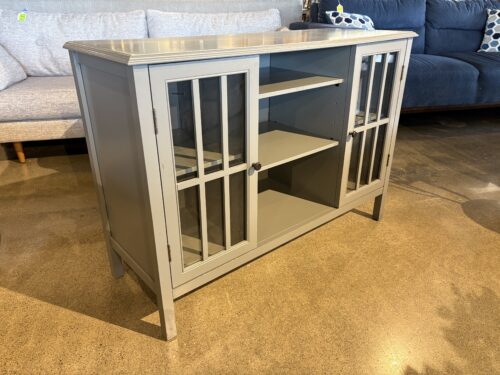 Modern Gray 2-Door Open Shelf Media Console