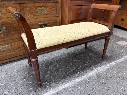 BOMBAY Flared Wood Bench w/ Light Yellow Cushion