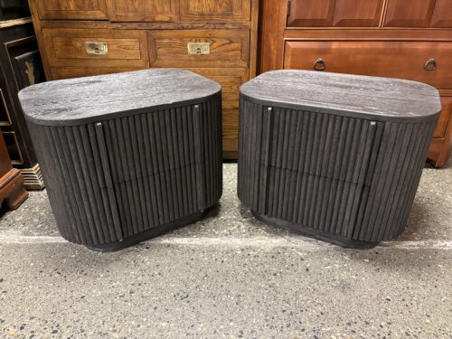 RESTORATION HARDWARE Mulholland Black Oak Closed Nightstand (Set of 2)