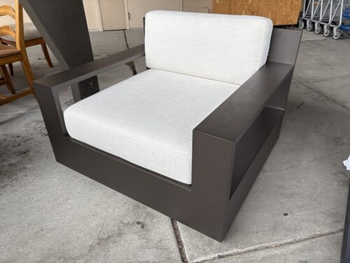RESTORATION HARDWARE Marbella Outdoor Aluminum Slate Lounge Chair w/ Natural Cushions