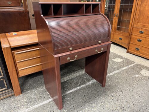 Cherry Stain Roll Top Secretary Desk
