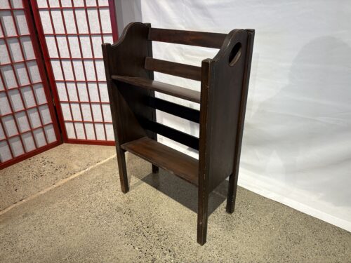 Vintage Metal Bookshelf with Wood Grain Pattern