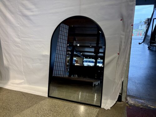 Arched Black Metal Frame Wall Mirror