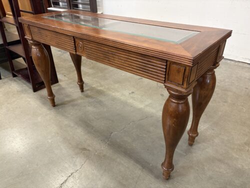 Unique Vintage Wooden Console Table with Exaggerated Carved Wood Legs