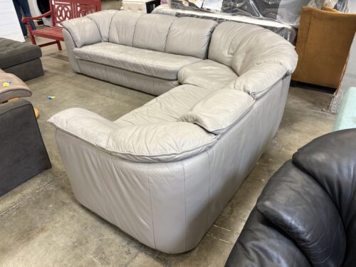Vintage 80's Soft Grey Leather Sectional