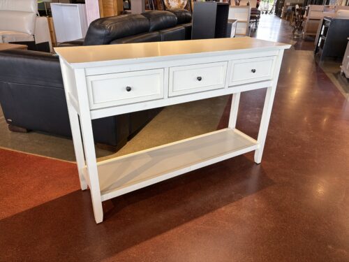 43" Wide Three Drawer White Sofa Table