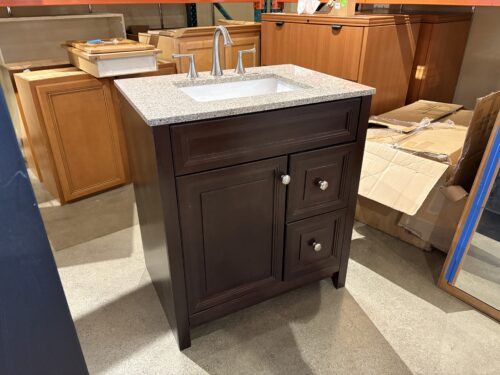 31" Wide Chocolate Brown Vanity with Mineral Gray Countertop