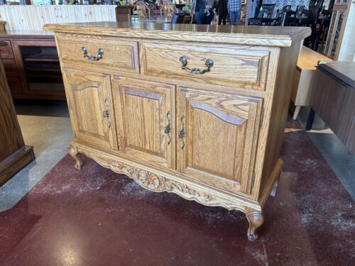 Oak Buffet with Ornate Carved Base