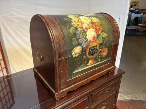 Floral Painted Wooden Domed Box