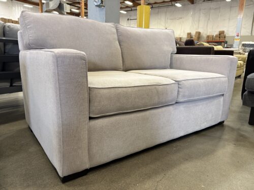 JONATHAN LOUIS Modern Square Arm Loveseat in Woven Ivory Upholstery