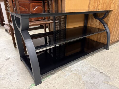 Modern Black Glass 3-Tier TV Stand