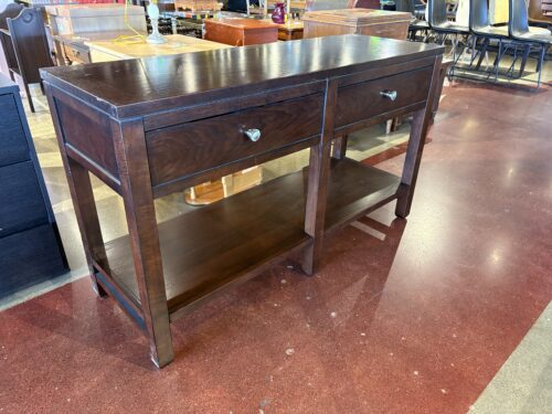 BASSETT Wood Two Drawer Console Table in Espresso