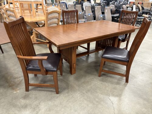 Espresso Stained Mission Style Dining Set with Leather Upholstered Chairs (Set of 4)
