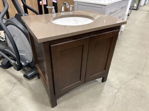 Espresso Finished Bathroom Cabinet with Granite Countertop