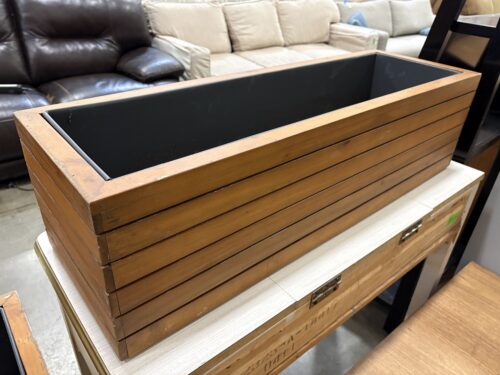 Modern Wooden Slatted Rectangular Planter