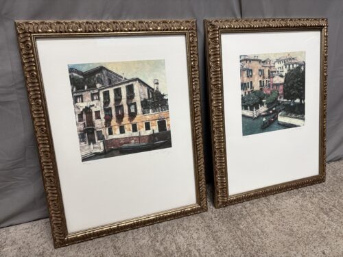 Limited Edition Matching Framed Prints of Venetian Canal by E.R. (Set of 2)