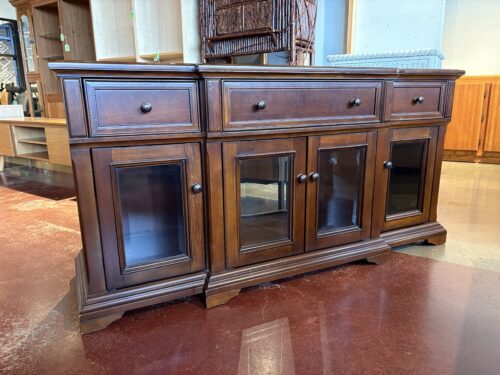 SAMSON INTERNATIONAL Sturdy Wood Media Console with Soft Close Glass Doors