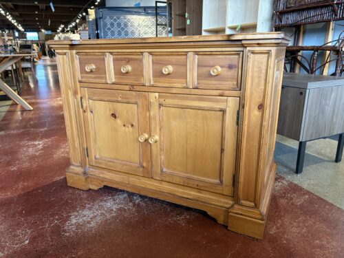 Rustic Knotty Pine Sideboard with Wooden Knobs