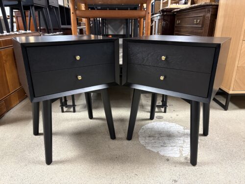CROSLEY Landon Black MCM Style Closed Nightstand (Set of 2)