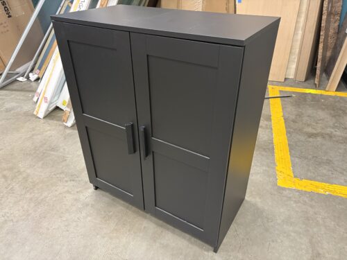 Black Freestanding Storage Cabinet with Adjustable Shelves