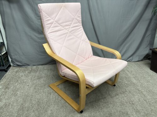 IKEA Poang Blonde Lounge Chair w/ Pink Cushion