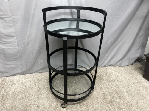 Glass & Metal Mirrored Top 3-Tier Round Bar Cart