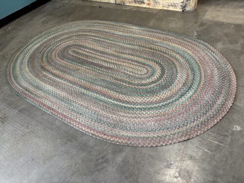 8x5 Oval Braided Multi-Color Handwoven Wool Rug
