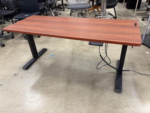 Cherry Finished Electric Standing Desk with Memory Functions