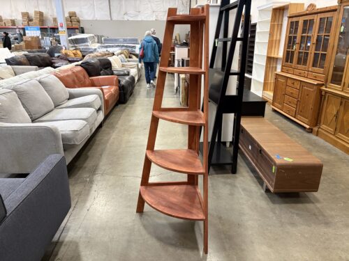 Cherry Finished 5 Tier Corner Bookcase