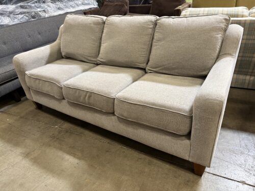 LA-Z-BOY Plush Heathered Light Grey 3 Seat Sofa with Sloped Arms