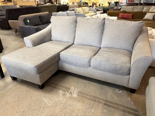 Light Grey Fabric Slope Arm Sofa w/ Reversible Chaise