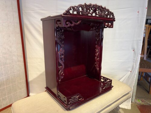 Vintage Chinese Carved Dragon Buddhist Altar Cabinet