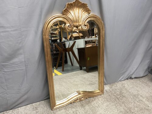 French Style Gold Leaf Finished Ornate Shell Carved Mirror