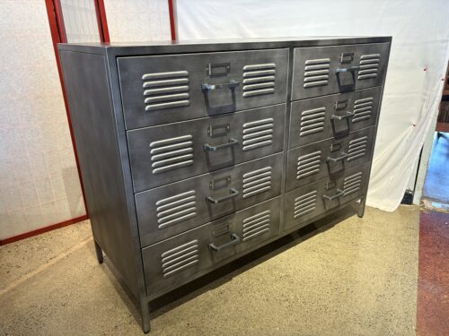 POTTERY BARN Teen Locker 8-Drawer Dresser in Galvanized Steel
