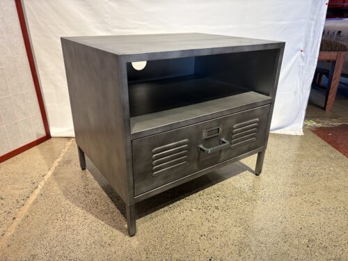 POTTERY BARN Teen Locker 1-Drawer Nightstand in Galvanized Grey