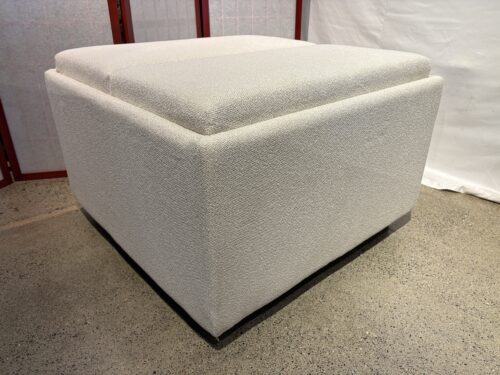 New! HENREDON White Fabric Storage Ottoman